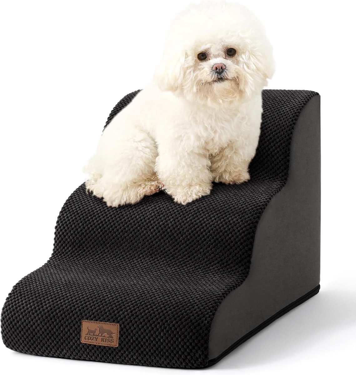 Thijox - COZY KISS Hondentrap - Huisdiertrap voor Bed, Bank en Stoel - Kattenhelling met Wasbare Overtrek en Antislip Onderkant - Lichtgewicht Zwart 4