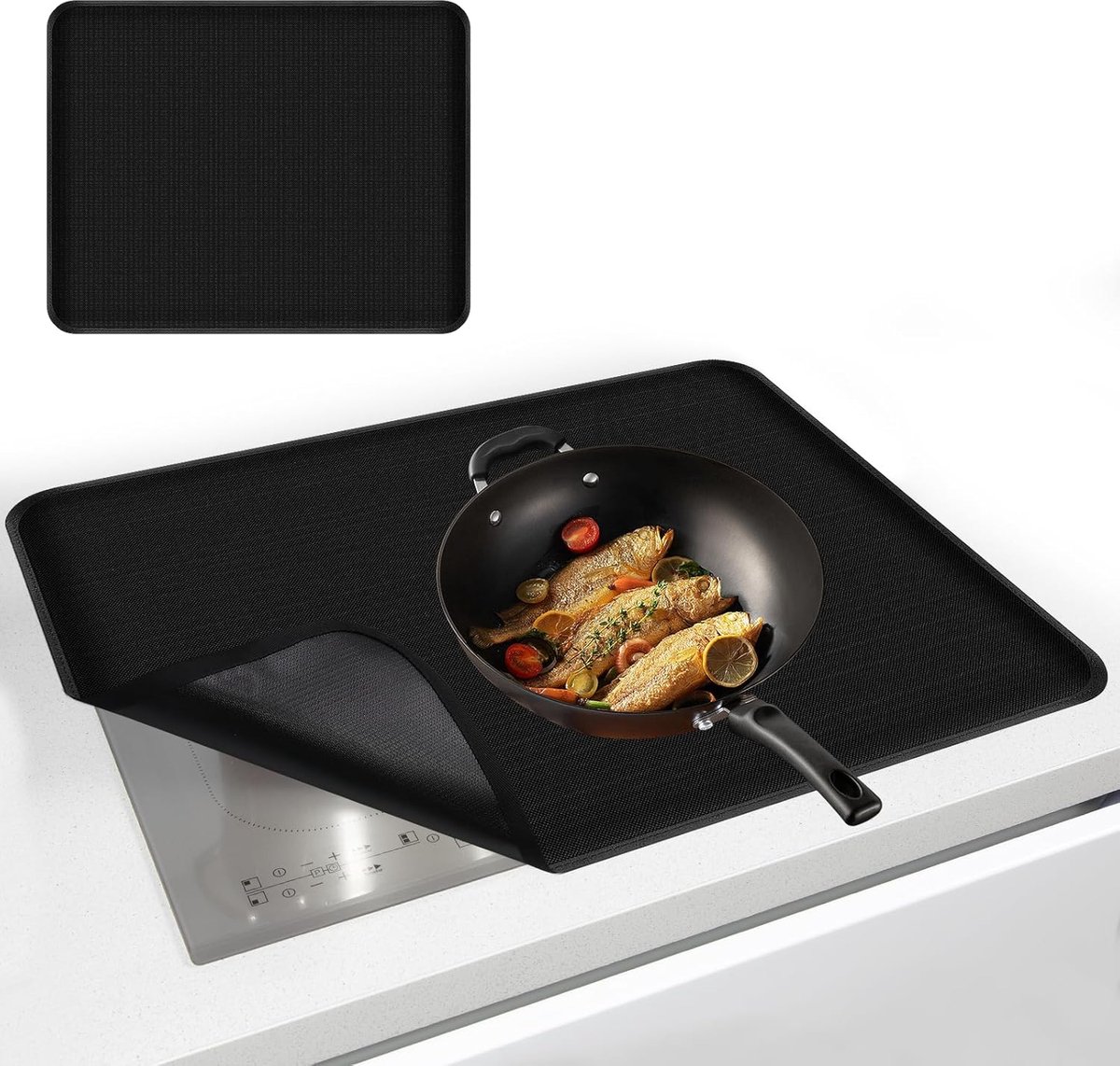 SnelShoppen - Inductie Beschermmat van Siliconen - 52x60 cm Hittebestendig tot 300°C, Krasbestendig & Warmte-isolerend Inductiekookplaat Mat (Rechthoe