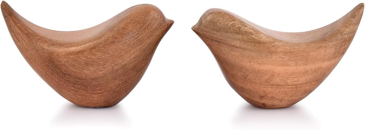 Houten Vogel Beelden - Decoratieve Ornamenten - Woonkamer Decoratie - Symboliseren Liefde - 114 cm - Houtkleur