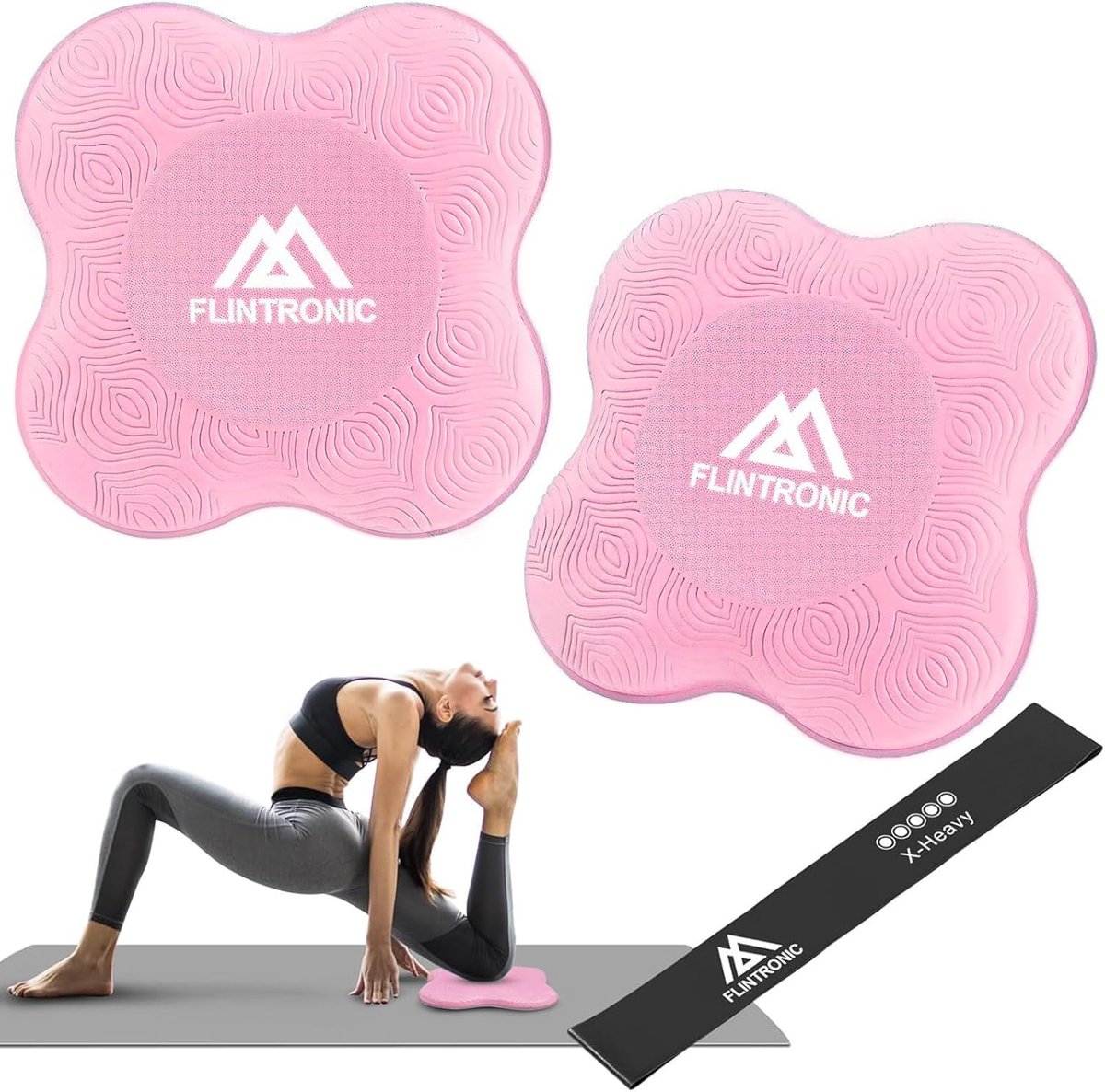 SnelShoppen - Flintronic Yoga Kniebeschermer Set van 2 Antislip Yogamat Steunkussen Sportbalanskussen Lichtgewicht Ondersteuning voor Knieën Handen Po