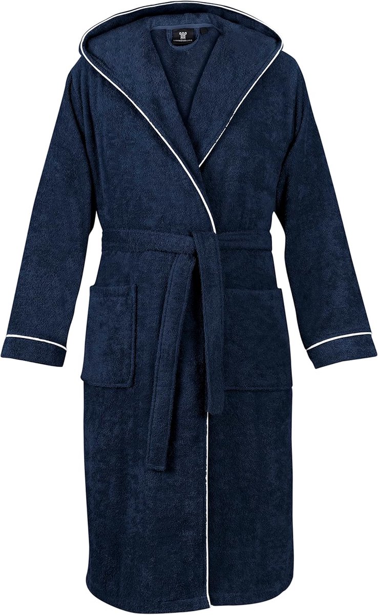 SnelShoppen - LAYNENBURG Badjas Heren Badstof Kap Lang 100% Katoen 360g/m2 OEKO TEX Standard 100 Maat M L XL XXL 3XL Comfortabele Badjas voor Thuis, S