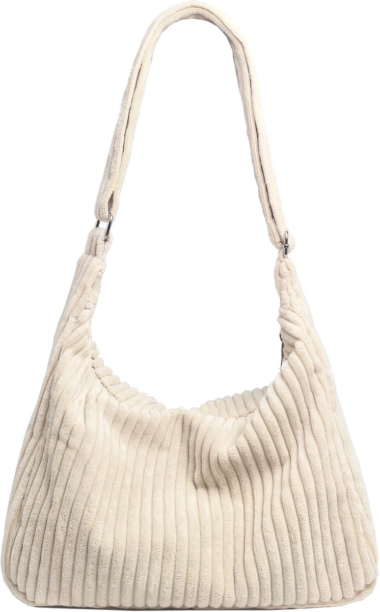 SnelShoppen - Vrouwen Corduroy Hobo Bag - Verstelbare Riem Schoudertas - Casual Crossbody Tas - Tote Bag Handtas - Ideaal voor Dagelijks Gebruik, Fees