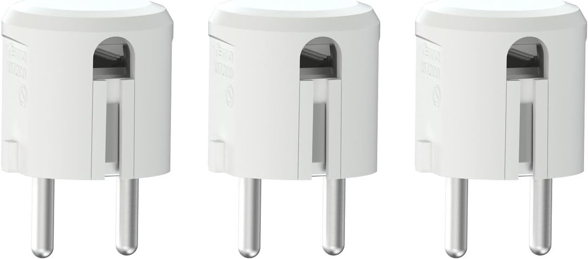 SnelShoppen - Schuko Stekker 3 Stuks, 250V 16A Haakse Stekker met Zijdelingse Kabeluitgang, Randaarde Stekker IP20 met Trekontlasting, Binnengebruik,