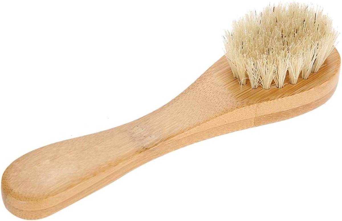SnelShoppen - Handmatige Gezichtsborstel - Houten Handvat - Droogborstel voor Huidreiniging - Peeling en Scrub - Zacht en Comfortabel - Ergonomisch On