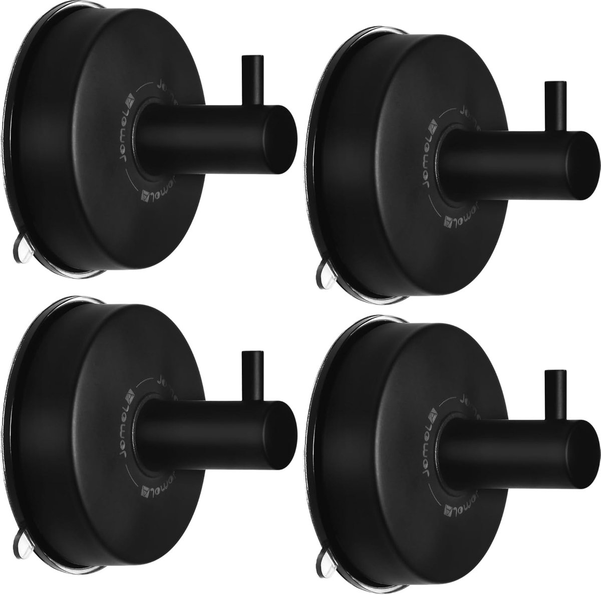 SnelShoppen - Badkamer Zuignap Hangers Zwart - RVS Handdoek Haken - 4 Stuks Vacuüm Suction Hooks voor Douche en Keuken - Ideaal voor Glad en Droog Opp