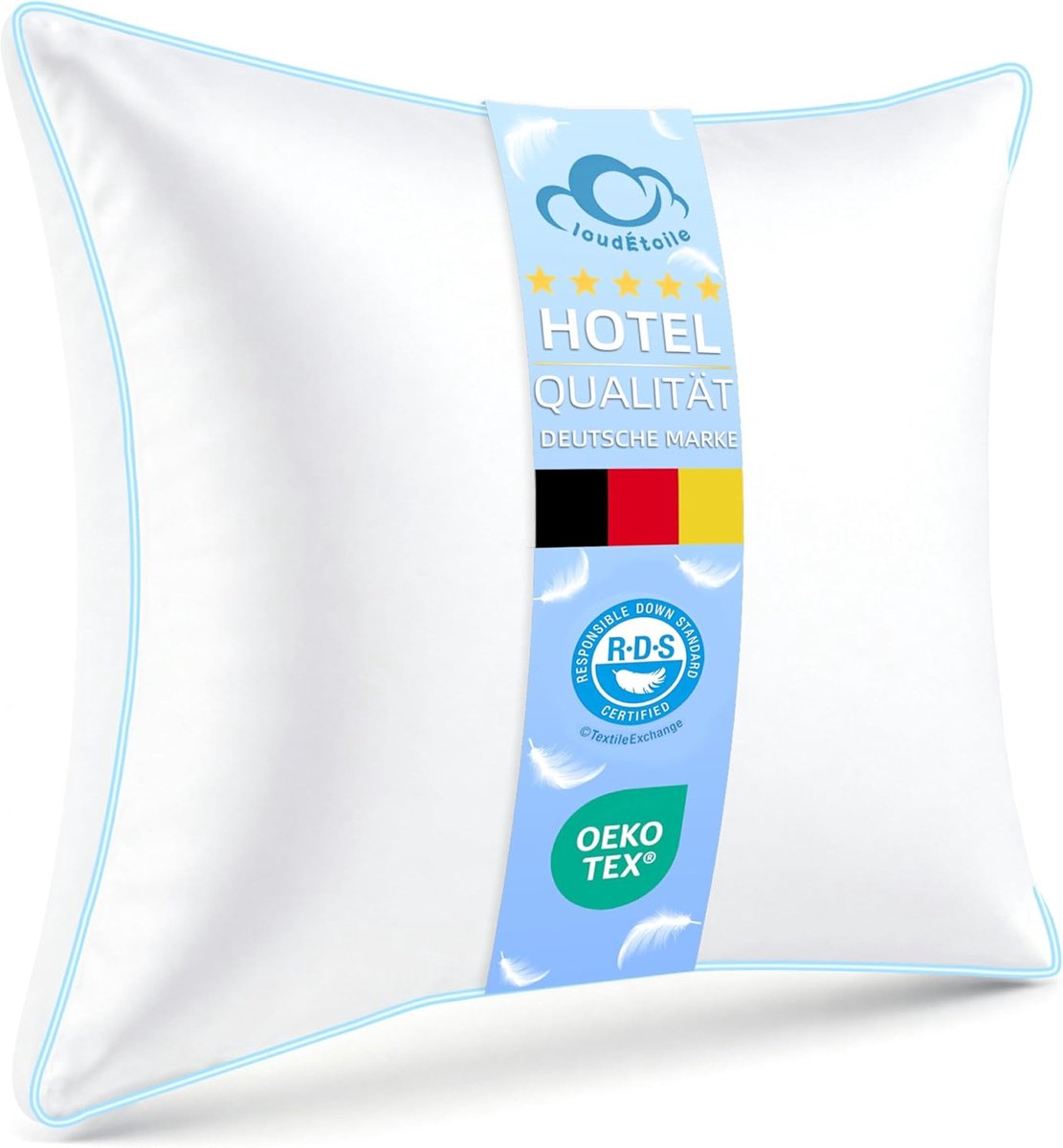 SnelShoppen - Kussen 80x80 Dons en Veren - Hoofdkussen 80x80 cm Hotelkwaliteit - Ökotex-gecertificeerd Donskussen - Slaapcomfort als op Wolken