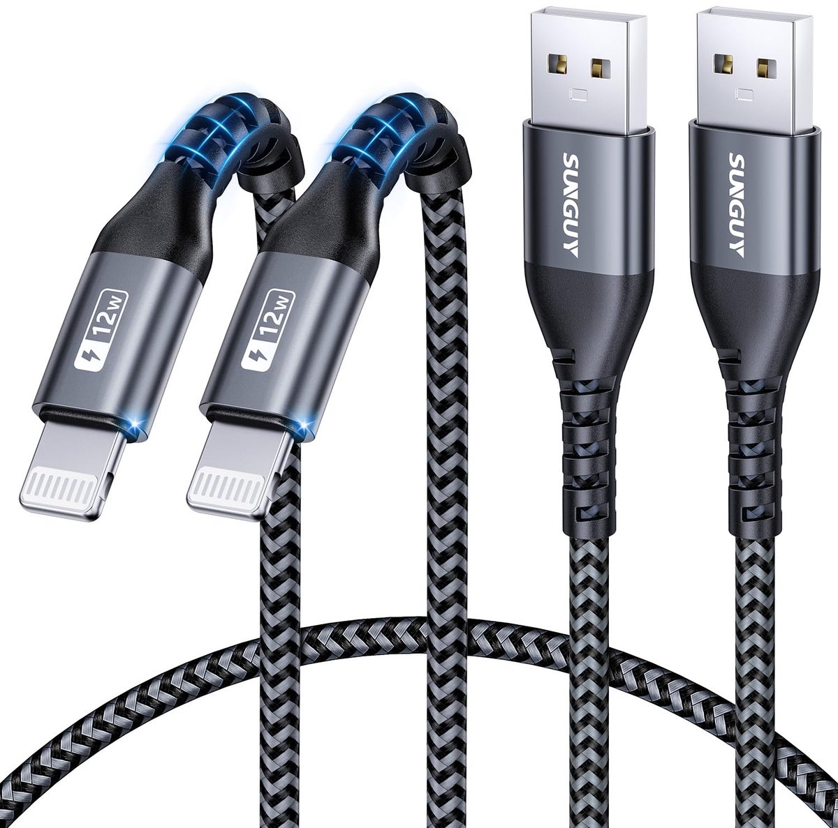 Thijox - iPhone Oplaadkabel Kort 50 cm - 2 Stuks MFi-gecertificeerd USB naar Lightning Kabel - Nylon - Compatibel met iPhone 14/13/12/11 Pro Max Mini