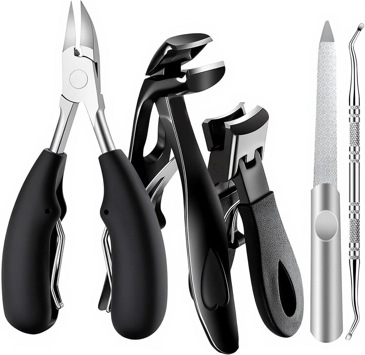 Professionele Nagelknipper Set 5-delig - Nagelschaar - Nageltang voor Dikke Nagels - RVS Pedicureset met Nagelvijl - Teennagelknipper - Pedicureset