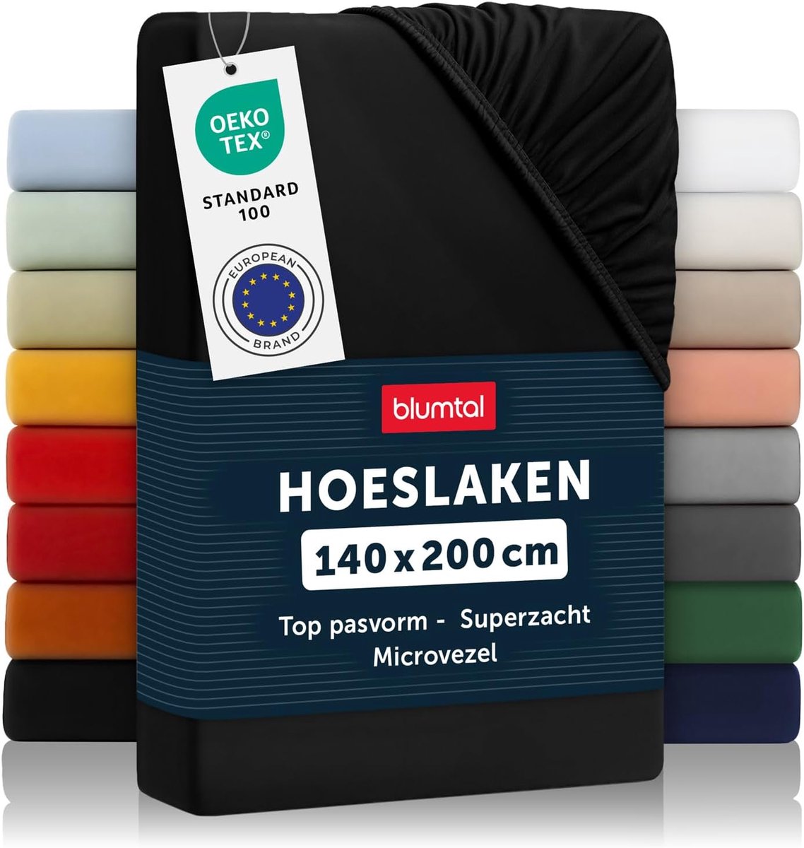 SnelShoppen - Fitted Sheet 140 x 200 cm, Matrasbeschermer 30 cm, Microvezel, Zacht, Duurzaam, Kreukvrij, Zwart, Geschikt voor 90-200 cm