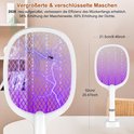 Grote witte vliegenmepper met paars UV-licht, afmetingen 52cm x 21.5cm. Mug wordt gedood door elektriciteit.