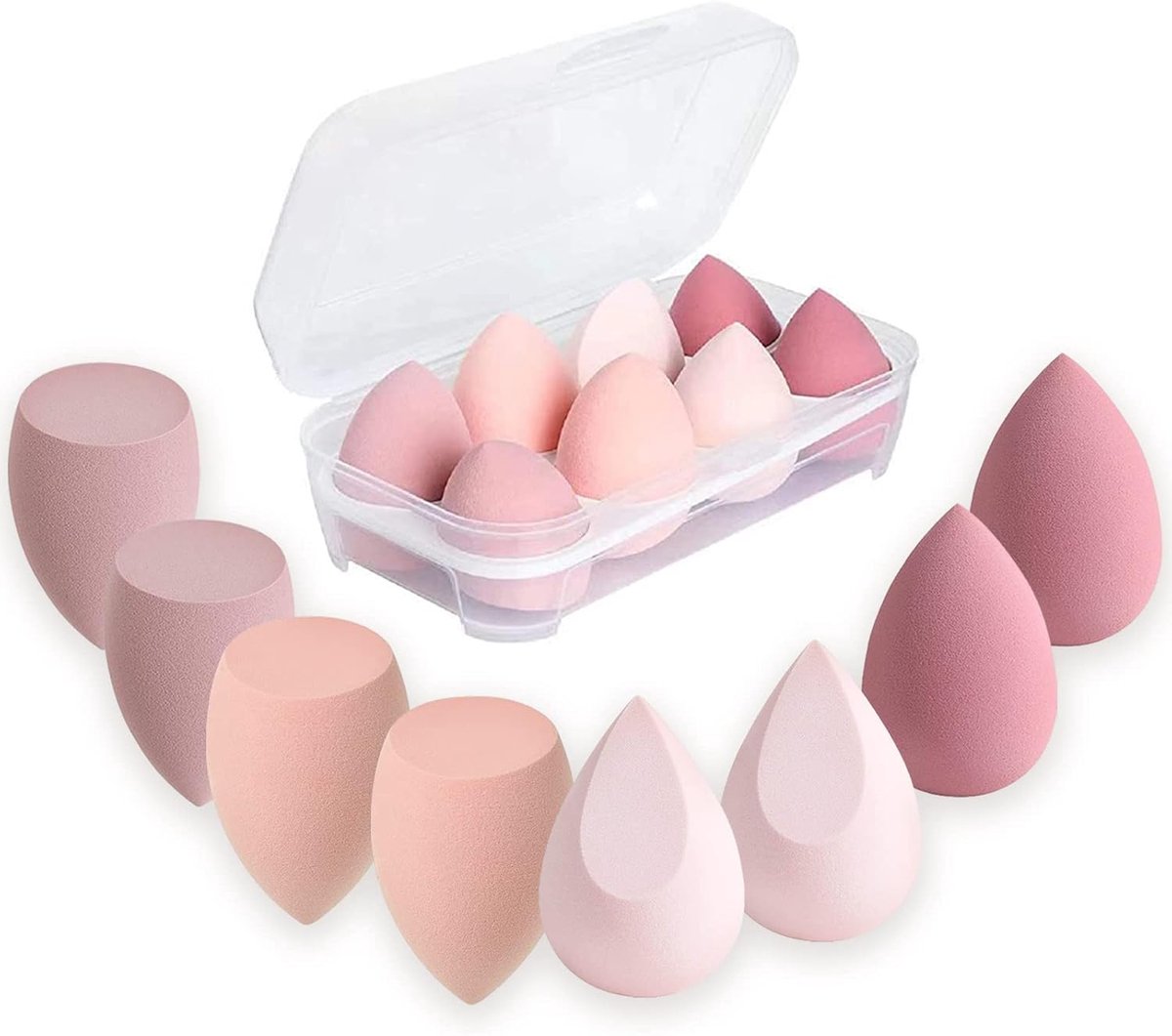 SnelShoppen - 8 Stuks Make-up Sponsen Set, Beauty Blender, Hoge Kwaliteit, Poederborstels, Make-up Ei voor Vloeibare Foundation, Poeder, Zonnebescherm