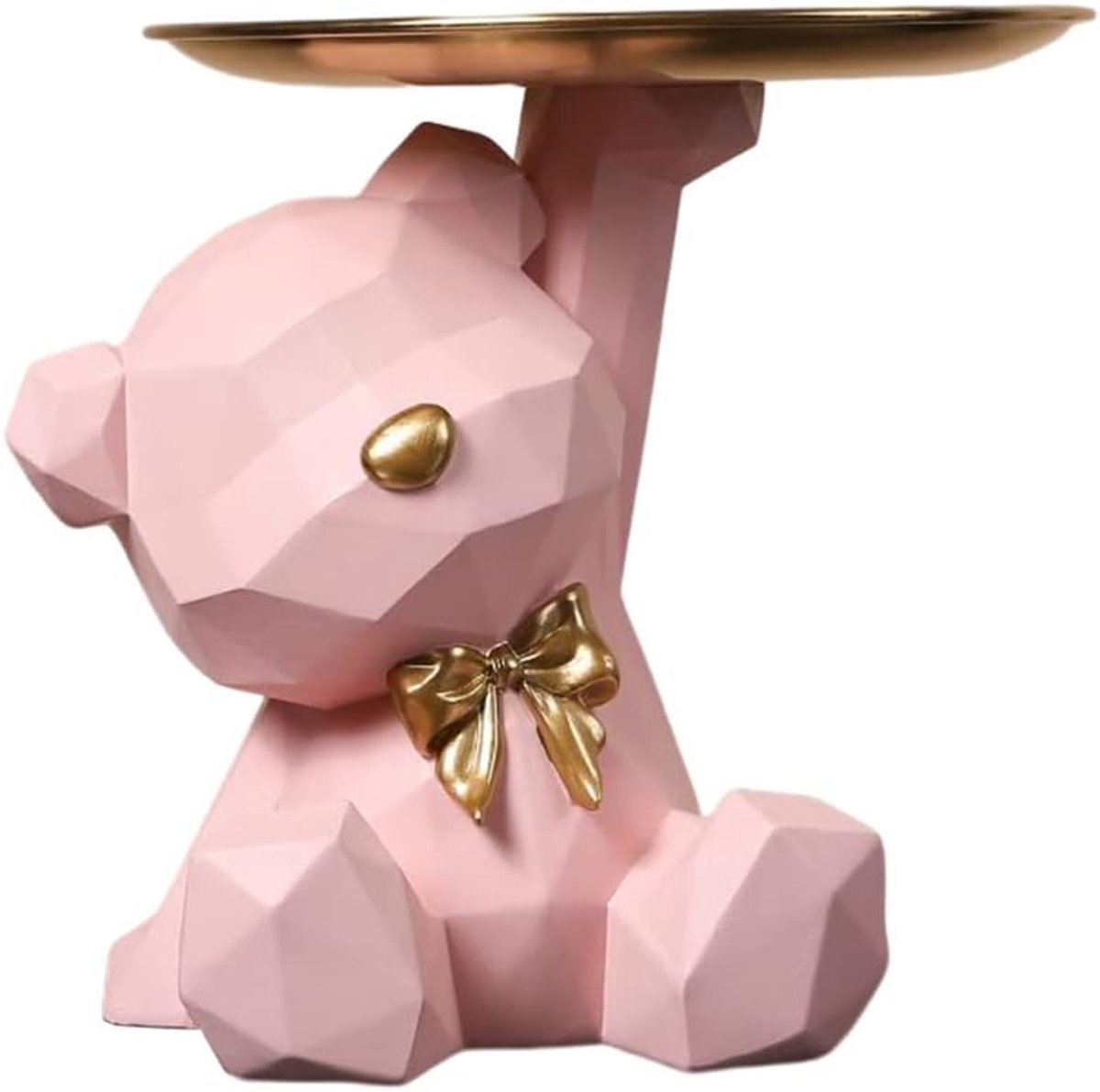 SnelShoppen - Bear Decoration Beeldje met Dienblad - Dieren Sculptuur van Hars - Decoratie voor Woonkamer, Entree & Kantoor - Functioneel en Stijlvol