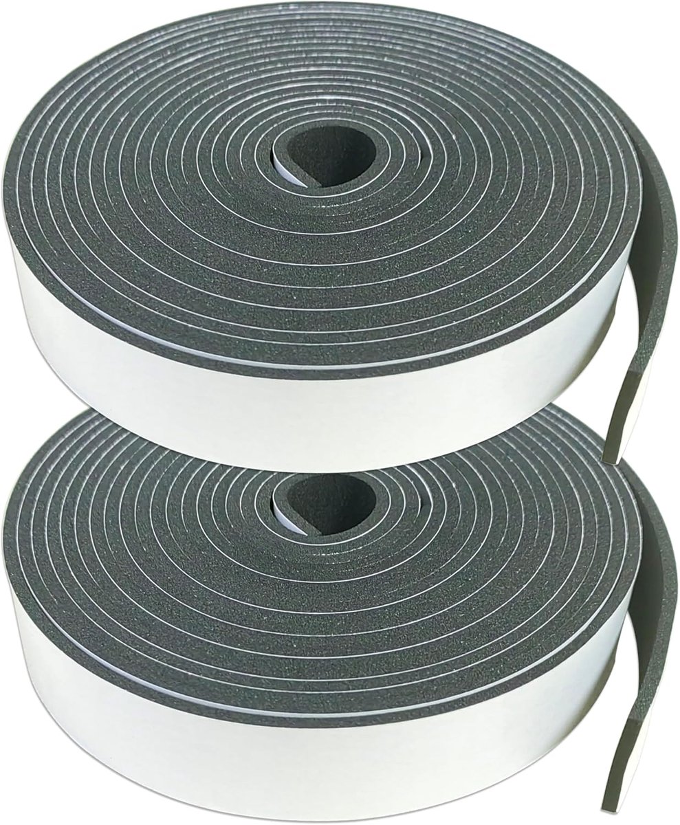 SnelShoppen - Adhesive Sealing Tape 2 Rollen 25mm x 3mm x 5m - Foam Seal voor Deuren, Ramen, Badkamer, Bescherming tegen Tocht, Kou, Geluid, Stof, Wat
