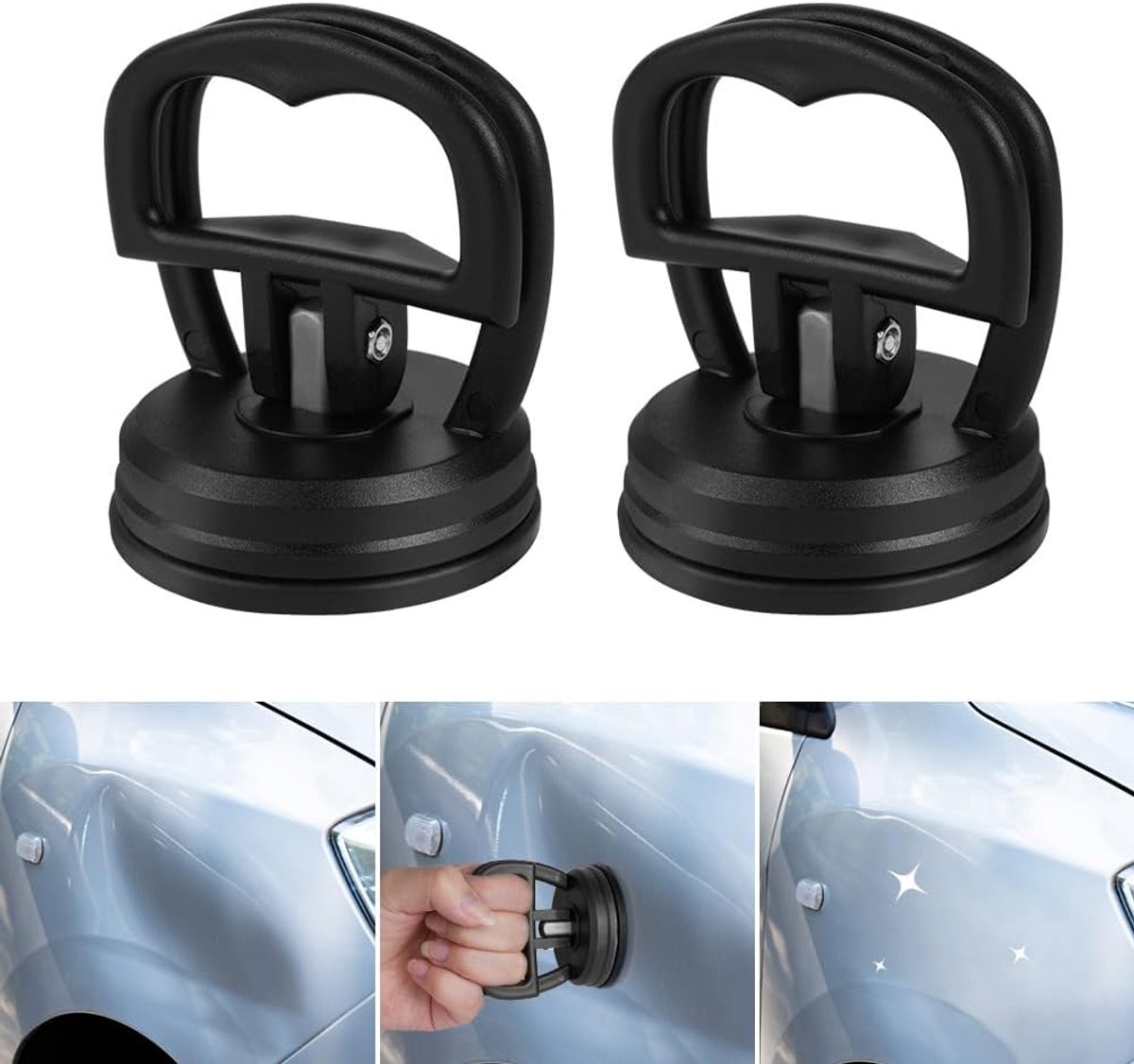 SnelShoppen - Car Body Dent Removal Tool 2 Stuks - Suction Cup Body Dent Puller Repair Kit voor Auto Carrosserie en Glas - Duurzaam ABS en Rubber