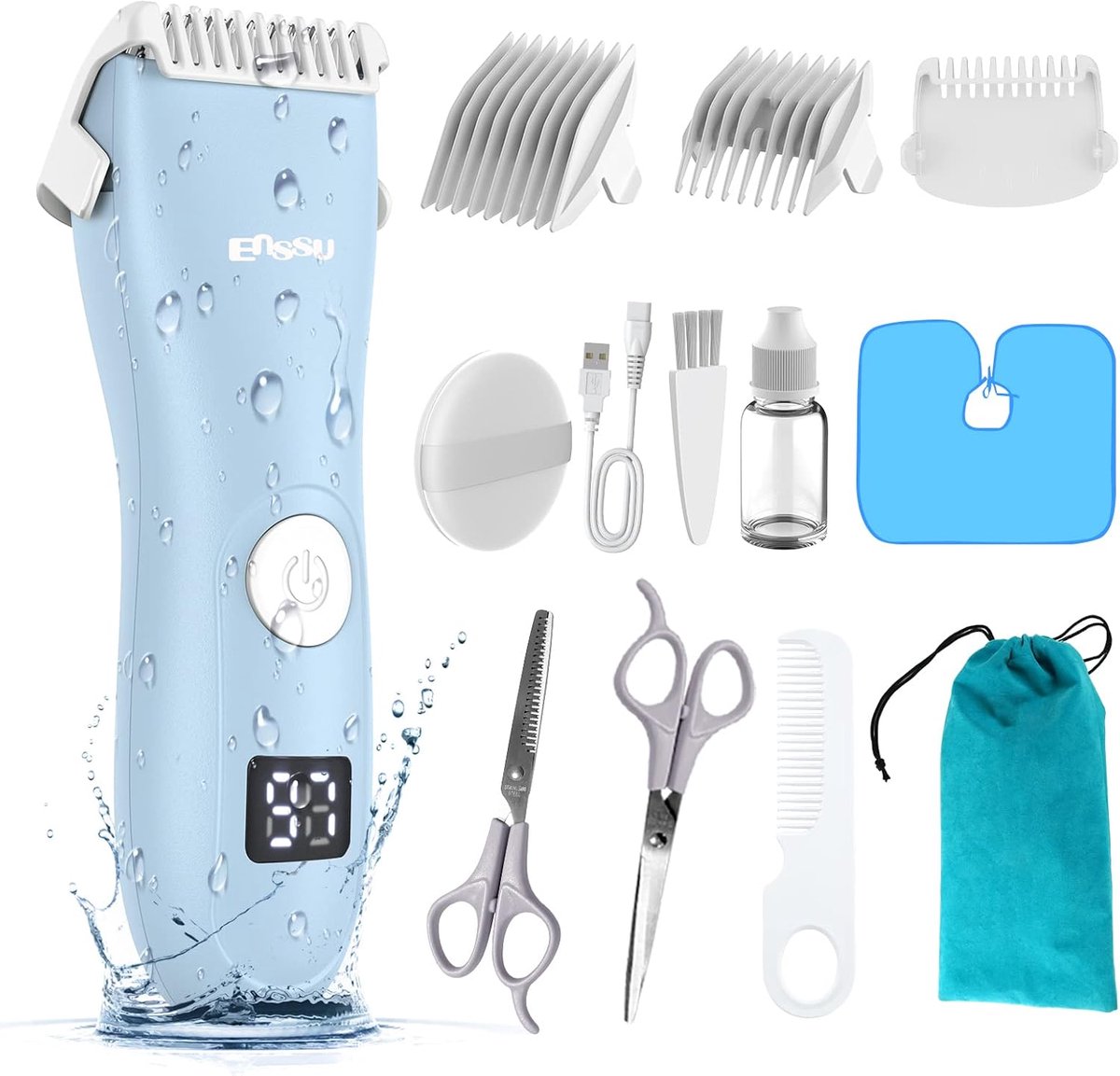 SnelShoppen - Baby Haartrimmer, Professionele Stille Haarclipper voor Kinderen en Peuters, Waterdicht & Oplaadbaar Draadloos met LCD Scherm