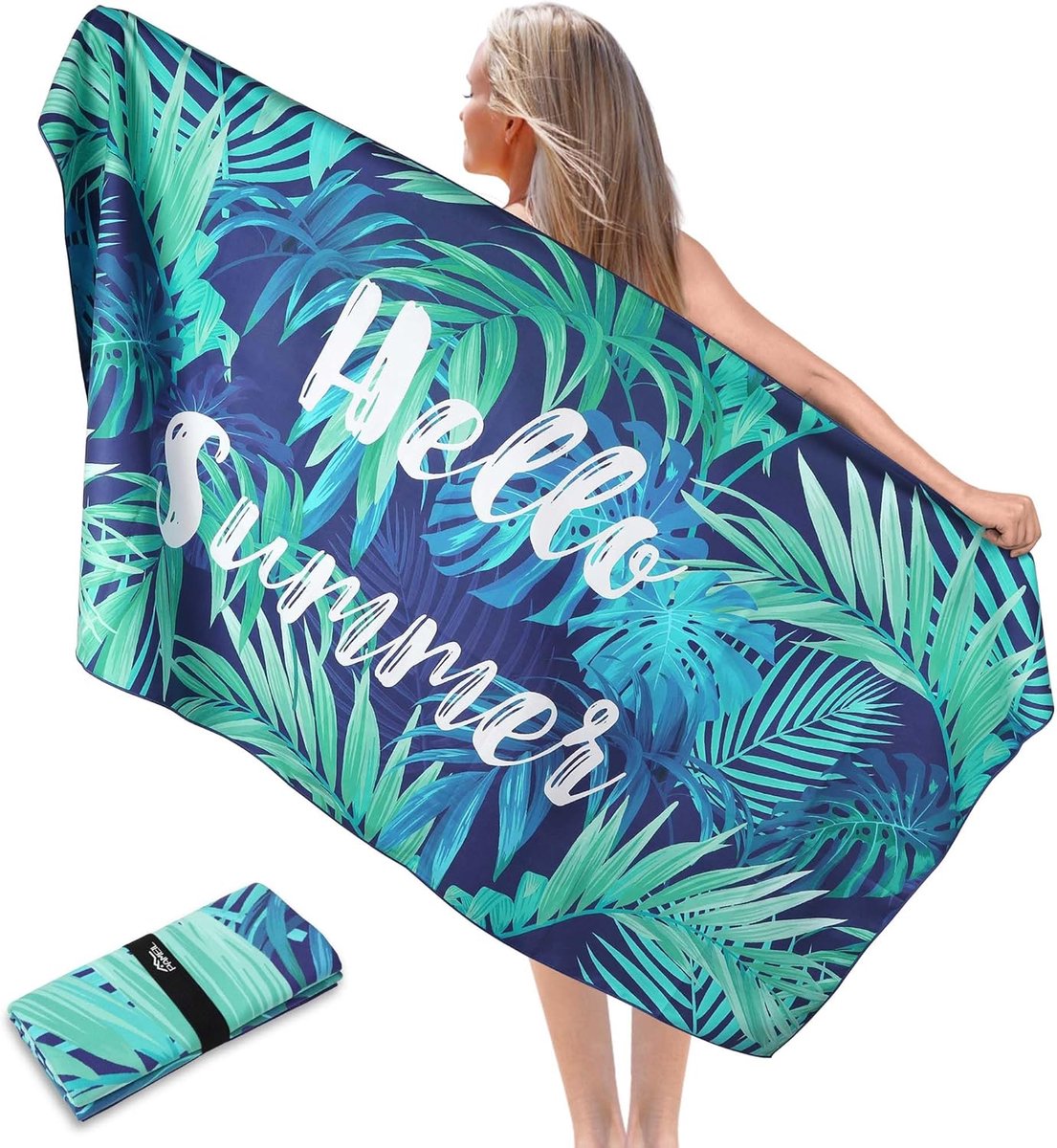 SnelShoppen - Grote Microfibre Strandhanddoek 90x180 cm, Compact, Zandvrij, Lichtgewicht, Sneldrogend, Ideaal voor Strand, Gym, Reizen en Sauna