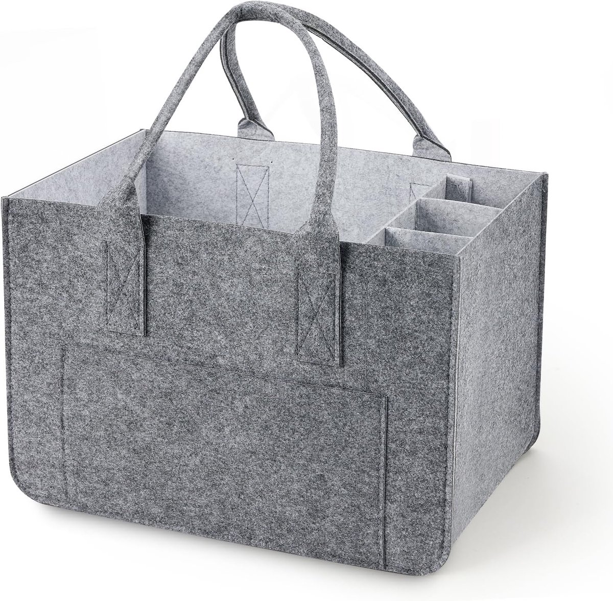 SnelShoppen - Grote Vilt Shopper Tas met Compartimenten, 30 Liter, Vouwbaar en Stevig, Lichtgrijs, Ideaal voor Boodschappen, Feesten, Camping en Tuin