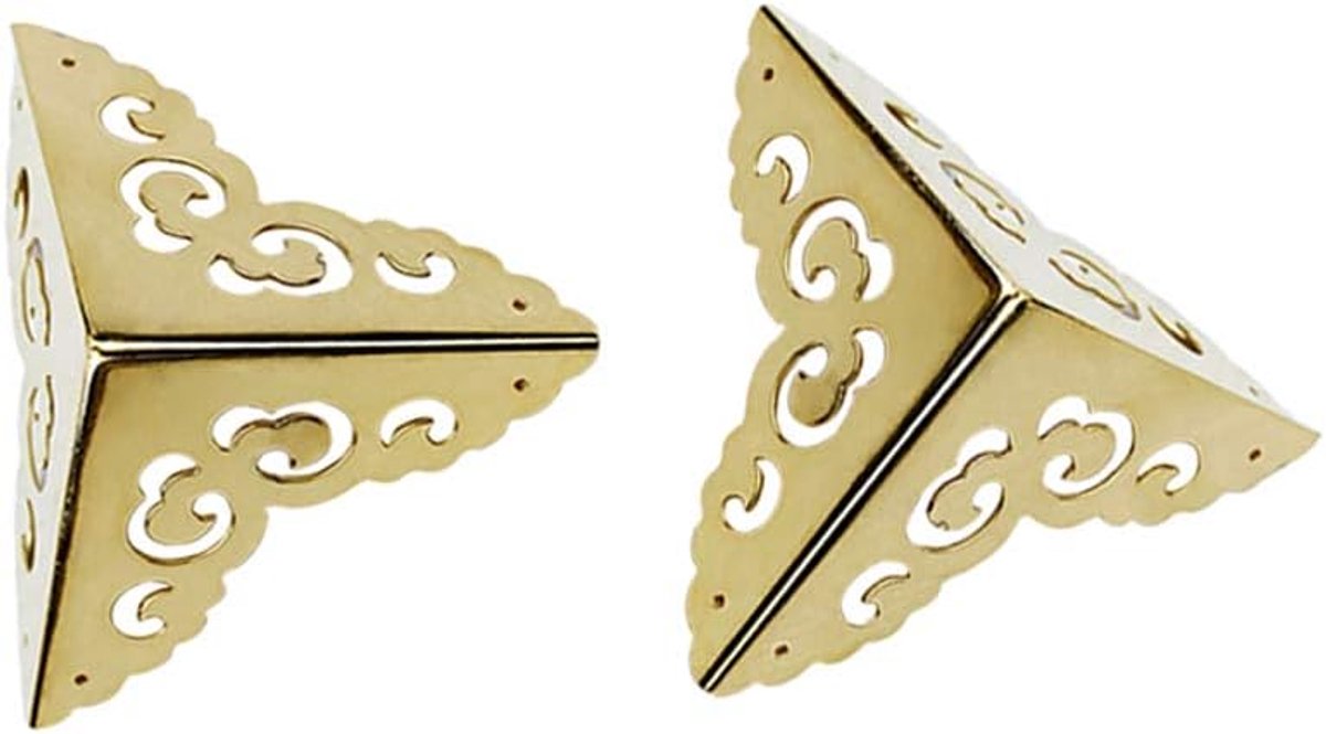 SnelShoppen - 4 Stuks Vintage Messing Hollow Cloud Pattern Hoekbeschermers - Antieke Hardware voor Meubels, Kisten & Juweelendozen - Gouden Decoratie – foto 5