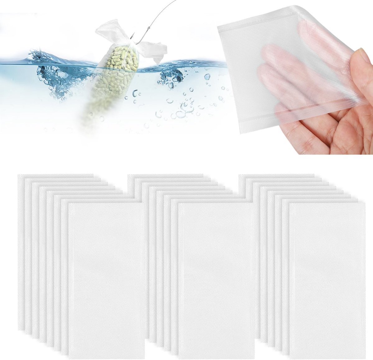 SnelShoppen - 150 Stuks PVA Tassen Visköder 50x100mm - Afbreekbare PVA Zakjes voor Karpervissen - Milieuvriendelijk en Veilig - Perfect voor Pellet Vo