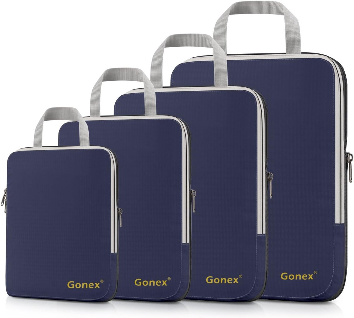 Thijox - Compression Packing Cubes Kledingtassen Set van 4 - Vierkante Kofferorganizer in C-blauw - Ideaal voor Reizen, Vakantie, en Camping - Ruimteb