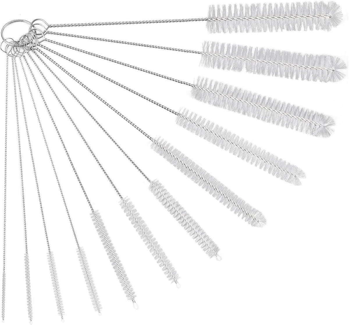Thijox - Set Van 12 Multifunctionele Reinigingsborstels Voor Koffiemachines, Rietjes, Flessen, Melkbuizen, Wit - Ideaal Voor Thuisgebruik, Keuken En C