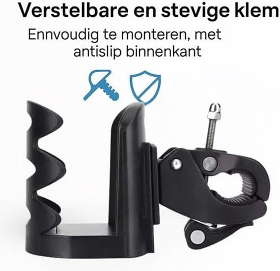 SnelShoppen - Verstelbare Bekerhouder voor Buggy, Kinderwagen, Fiets - Universele Fleshouder, Bidonhouder, Blikhouder - Handig voor Kinderen, Camping, — afbeelding 2