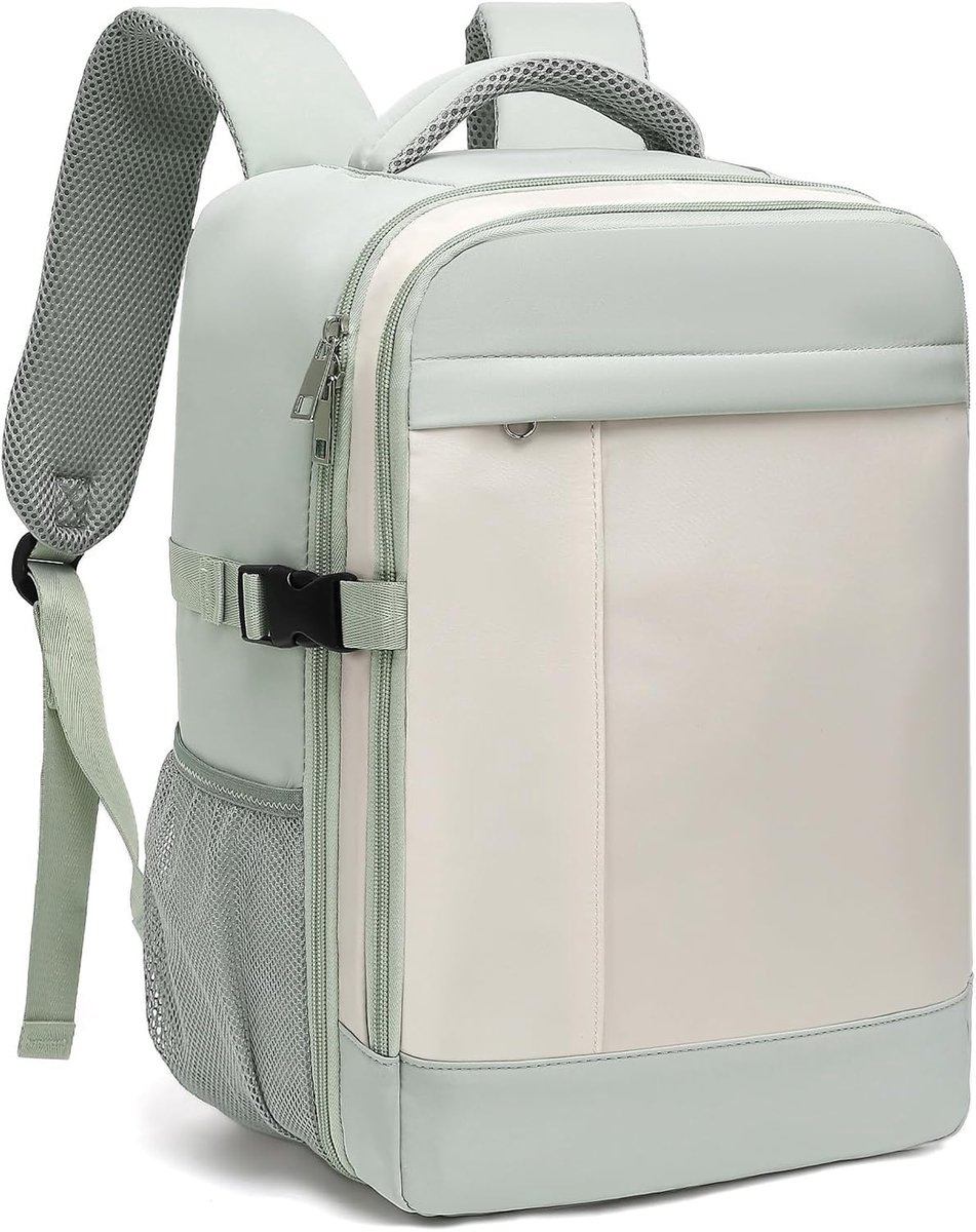 SnelShoppen - Handbagage Tas 40x20x25cm voor Ryanair, 20L Reisrugzak met Anti-Diefstaltas voor Dames en Heren, Waterdicht, Groen, Ideaal voor Vliegtui