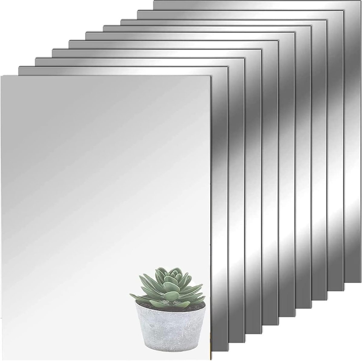 SnelShoppen - 10 Stuks HD Kleefspiegel - Acryl Spiegeltegels 15 x 10 cm - Zelfklevende Flexibele Wandspiegels - Decoratieve Spiegelfolie - Ideaal voor