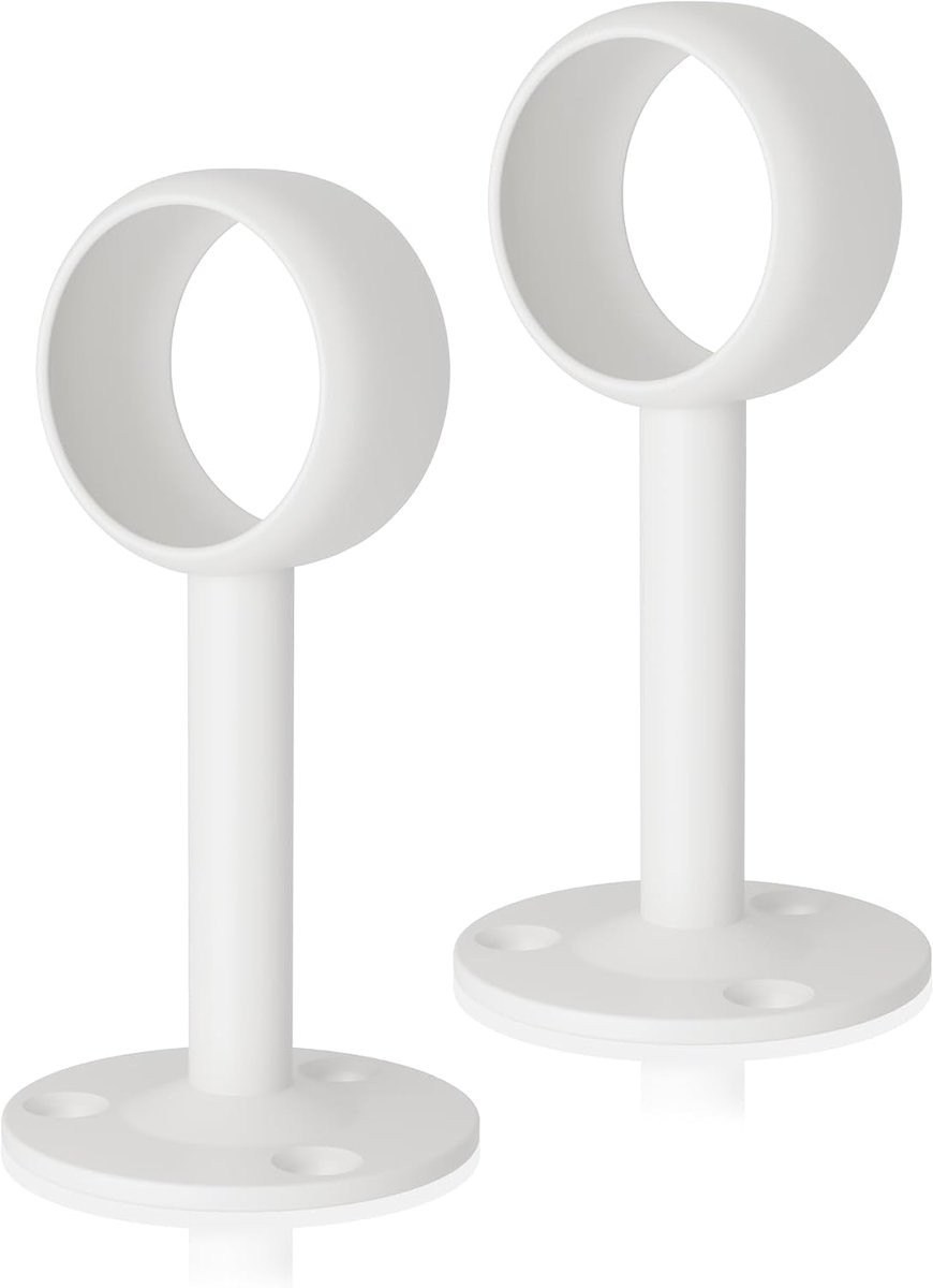 SnelShoppen - Gordijnroede Houder Roestvrij Staal - 2 Stuks - Wit - Binnendiameter 32 mm - Ideaal voor Gordijnen en Kasten - Modern Design voor Doe-He