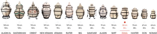 Tandoor Esaul – Keramische houtgestookte buitenoven, verticale Kamado voor vlees, groenten en brood – Met 8 XL-spiesen & accessoires – 5 cm dikke wanden voor perfecte warmteopslag – 82 cm – 100 kg - 55L *** Met gietijzeren onderstel — afbeelding 2