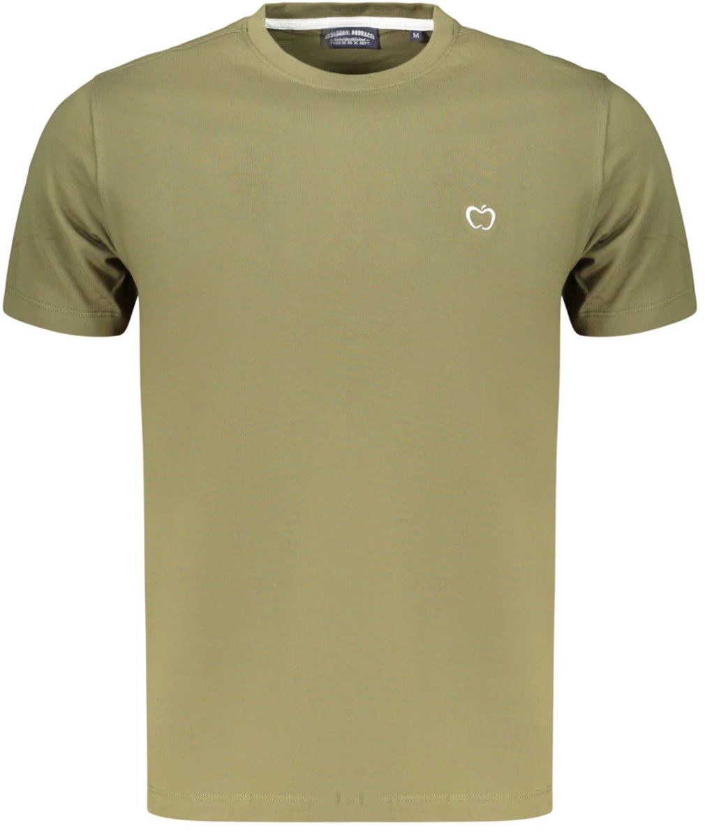 Baci & Abbracci Heren T-shirt - Medium - Korte Mouwen - Casual Katoen Shirt - Olijfgroen