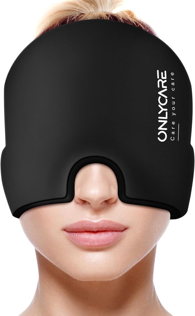 Thijox - ONLYCARE Migraine Masker - Geüpgraded Koelmasker voor Hoofdpijn, Slaapmasker met 360° Gel Koelpads - Verlichting van Migraine en Druk - Ideaa