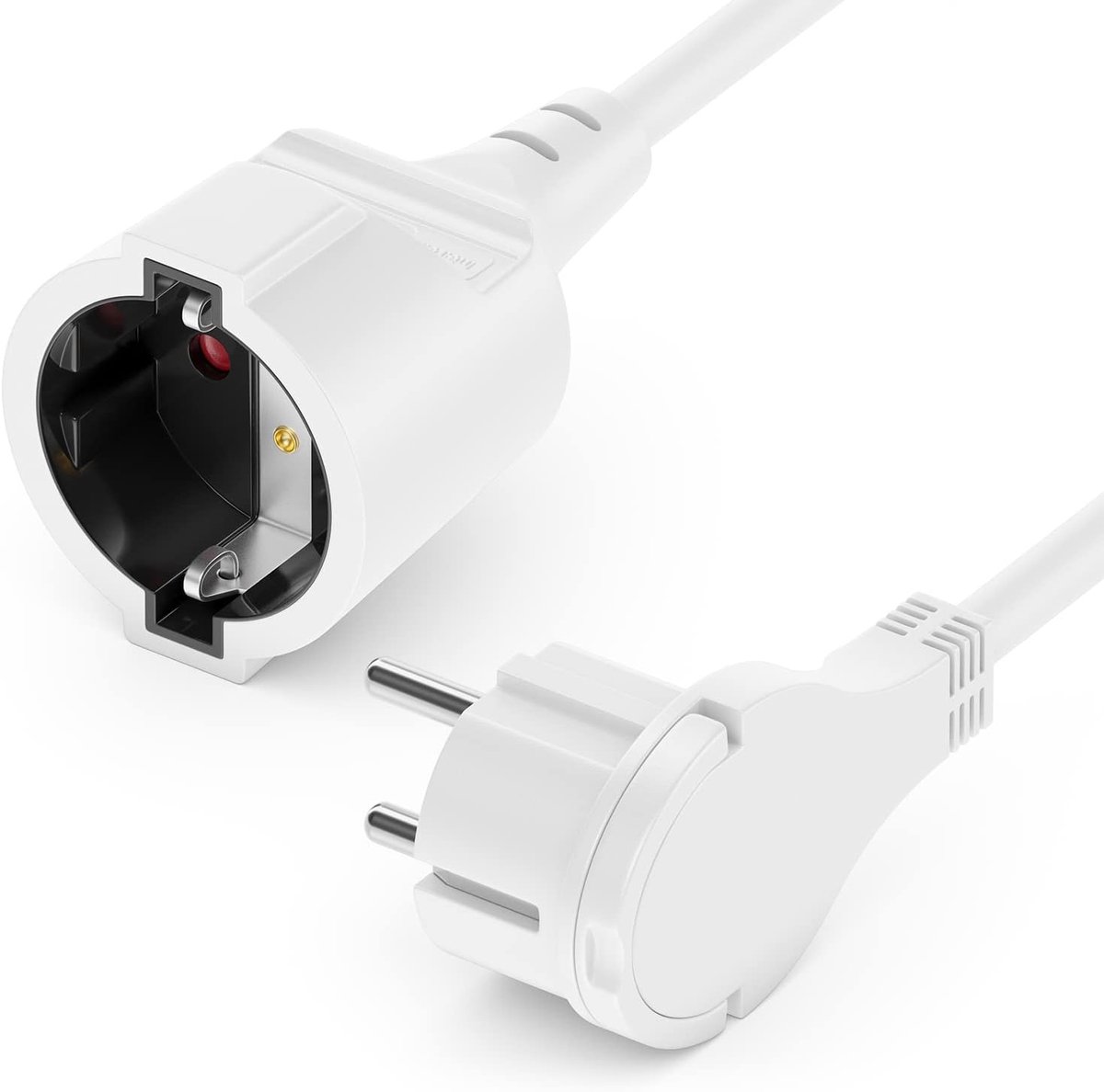SnelShoppen - 10m Power Cable Extension Kabel met Platte Stekker - 3680W Huishoudelijk en Kantoor Gebruik - Multimedia, TV, PC, Hifi, Wit