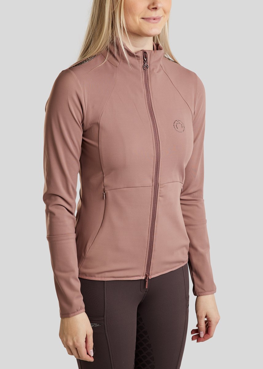 Montar FW25 MOEmilia met Gemengde Grijsgetinte Kristallen Full Zip Jas Ultra Zachte Zwart M