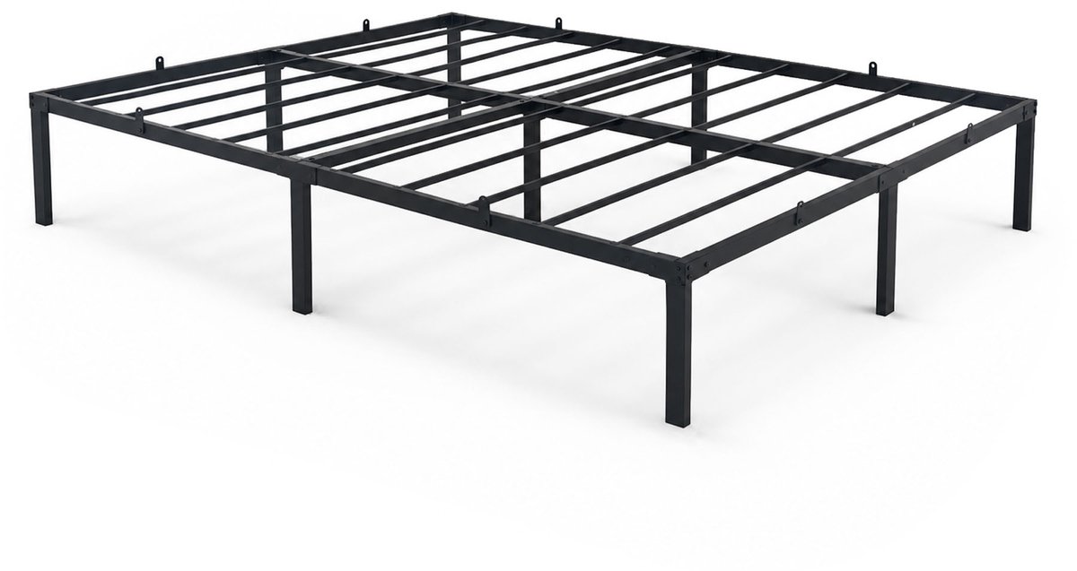 Metalen Bed / 140x190 cm / Opklapbaar Logeerbed / Metalen Lattenbodem / 9 Poten / 20 Latten/ Zwart