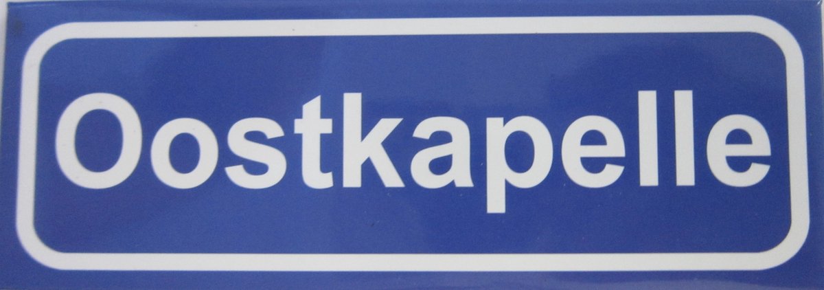 Souv© - koelkast magneet - plaatsnaam bord - kombord - souvenir - koelkastmagneetje - relatiegeschenk Oostkapelle