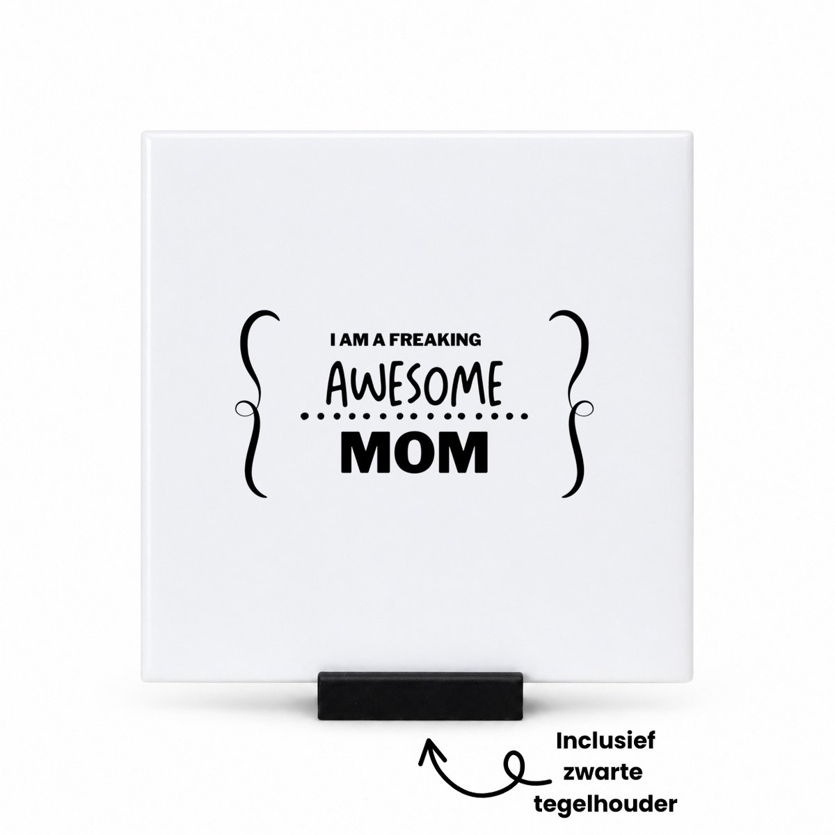 Hacebo I am a freaking awesome dad tegeltje met tegelhouder - Vader - geweldige vader - tegeltjes met tekst - liefste papa - verjaardag - cadeau - kado - bedankje - geschenk - spreuktegels - 10.8x10.8 CM Wit