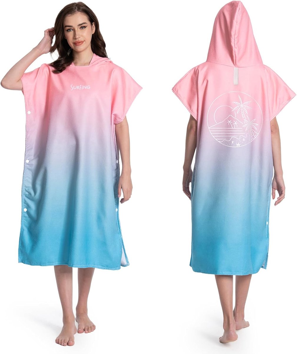 SnelShoppen - MOKANI Dressing Poncho, Hooded Badjas voor Zwemmen, Strand, Surfen, Sneldrogend en Lichtgewicht, 108L x 82B CM, Ideaal voor Volwassenen,