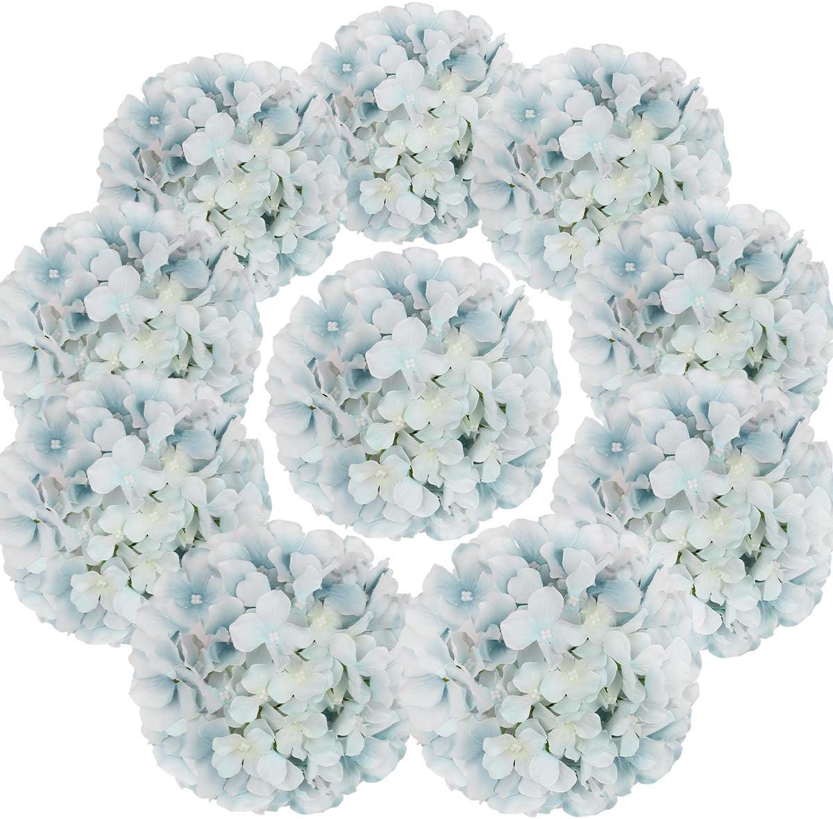 Kunstbloemen Hortensia - Zijden Bloemen - Bruiloft Decoratie - Volle Bloemhoofdjes - 10 Stuks - Blauw