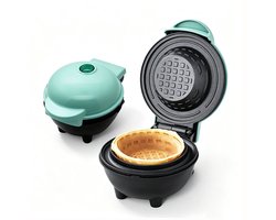 Mini Waffle Bowl Maker (groen), kleine wafelbekermaker voor het maken van ijscoupes, burrito-kommen en desserts, 350 W snel verwarmende wafelijzer met antiaanbaklaag, klein en draagbaar, geschikt voor kinderen, gezinnen en ontbijt