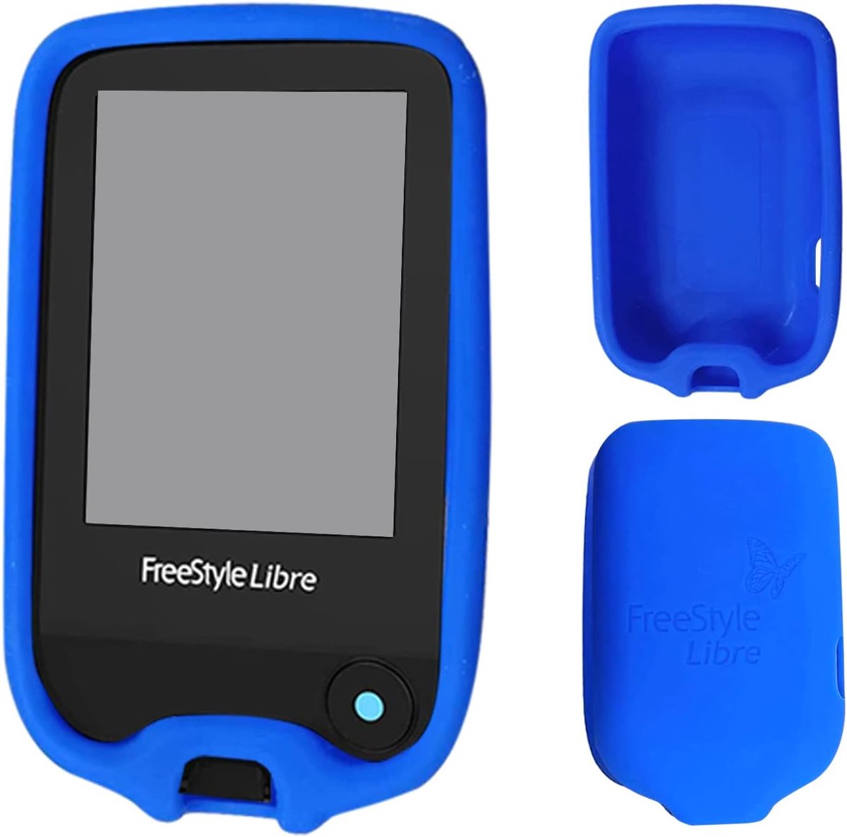 SnelShoppen - Siliconen hoes voor bloedsuikermeter, antislip bescherming voor Abbott Freestyle Libre 1/2, perfecte pasvorm, blauw, ideaal voor dagelij
