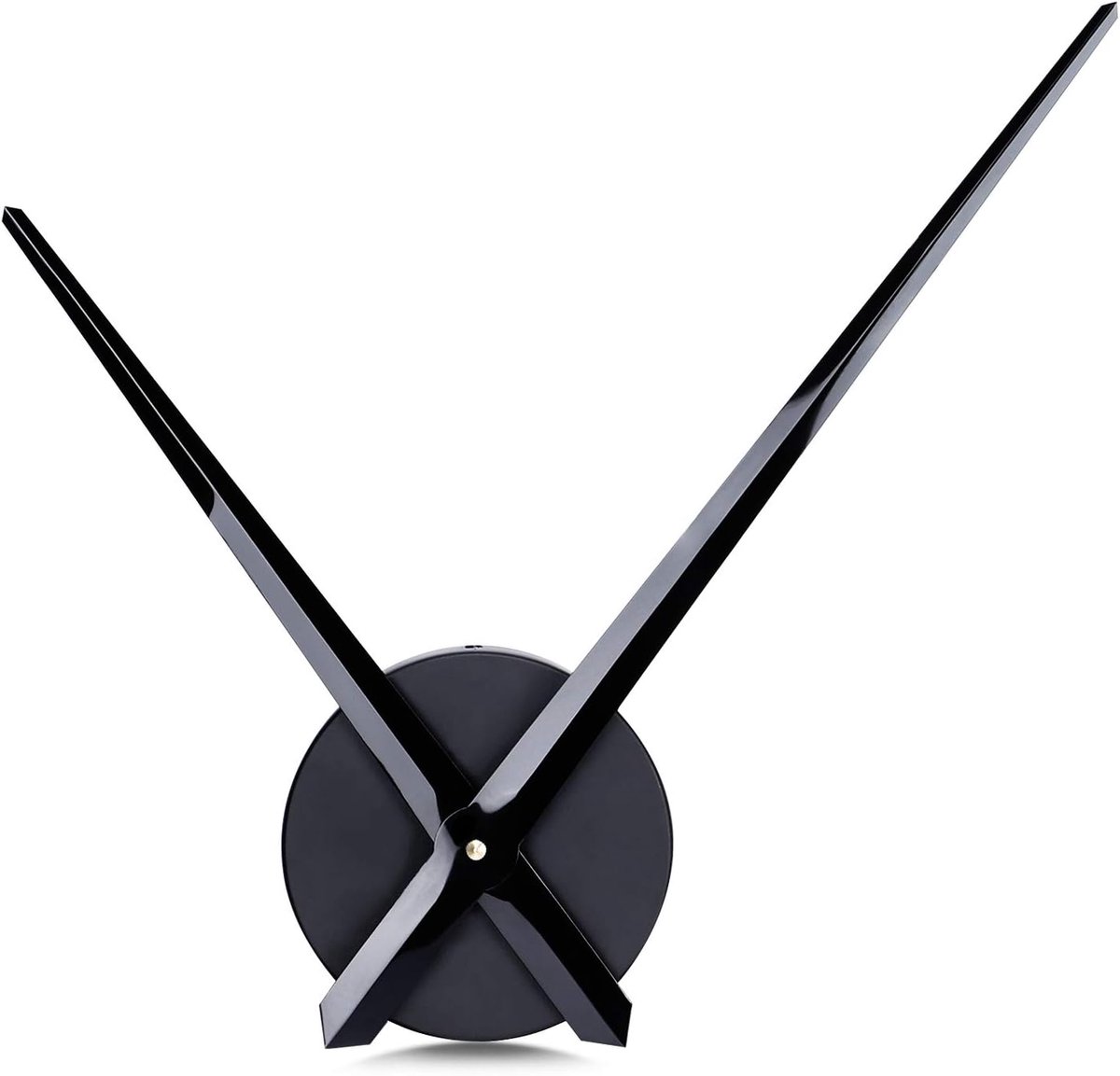 SnelShoppen - Moderne Zwarte Metalen Wijzers DIY Grote Wandklok 60 cm Rond Analoog Decor Muurklok zonder Cijfers voor Woonkamer Slaapkamer Bar Hotel