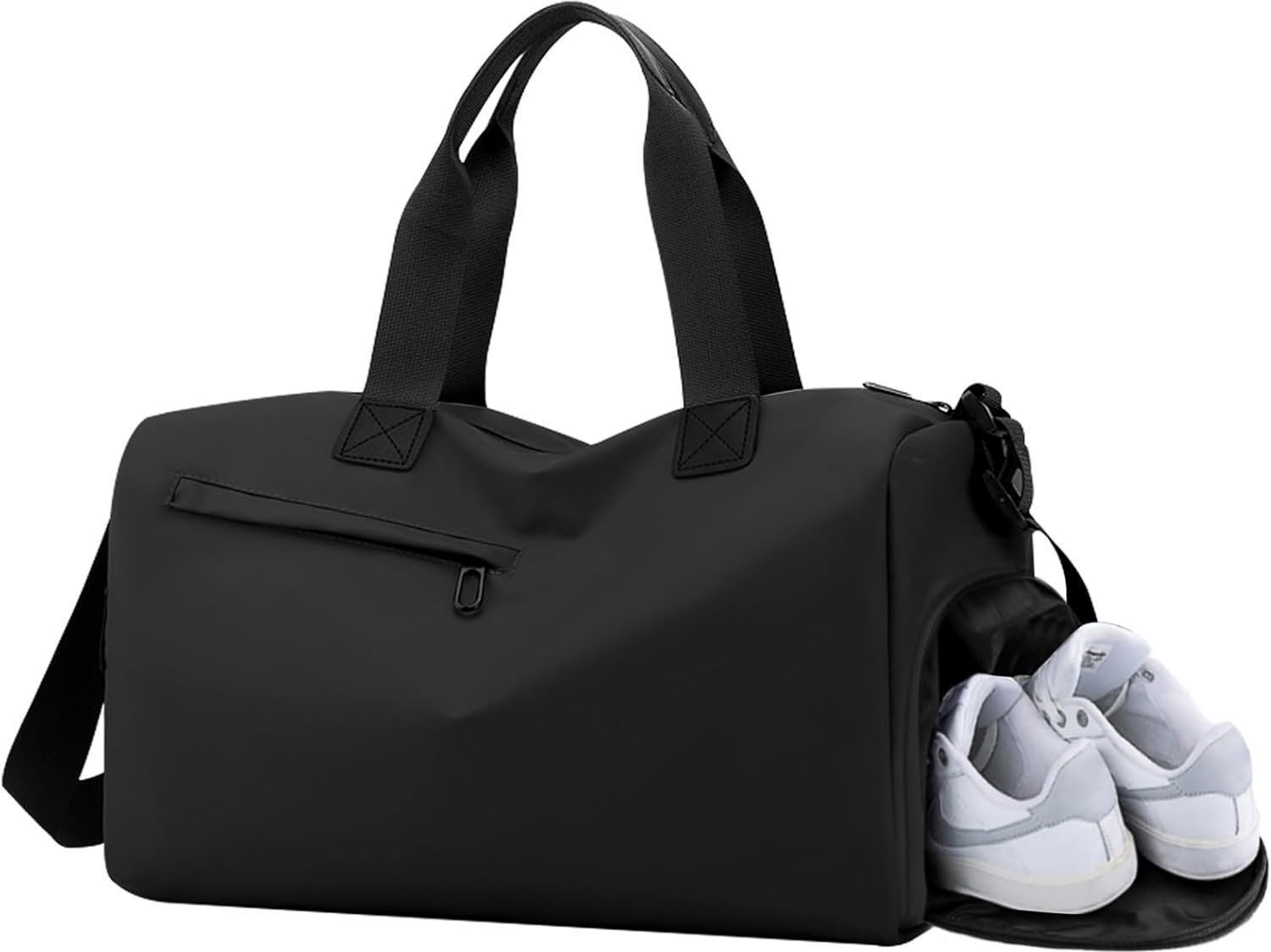 SnelShoppen - Sporttas met Schoenenvak en Vak voor Nat Spullen, Waterdichte Gymtas, Trainingstas, Fitness Tas voor Heren & Dames, Zwart, Ruimte voor S
