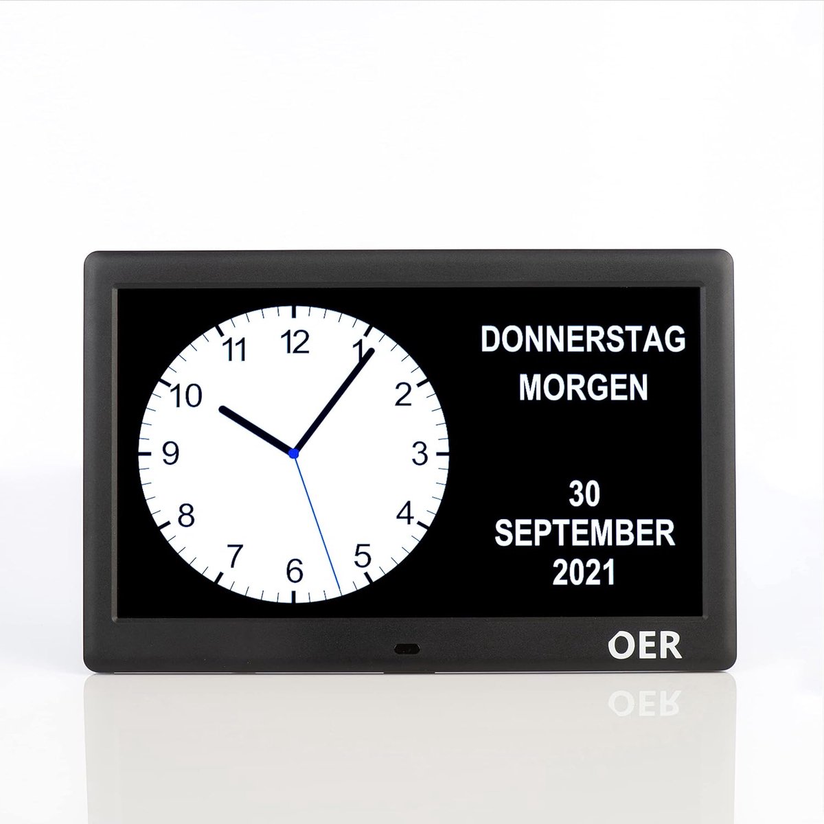 SnelShoppen - Demenhorloge XXL - Digitale Kalenderklok - Seniorenklok met Analoge Weergave - 10 Inch Zwart - Ideaal voor Dementie - Eigen Alarmen Inst