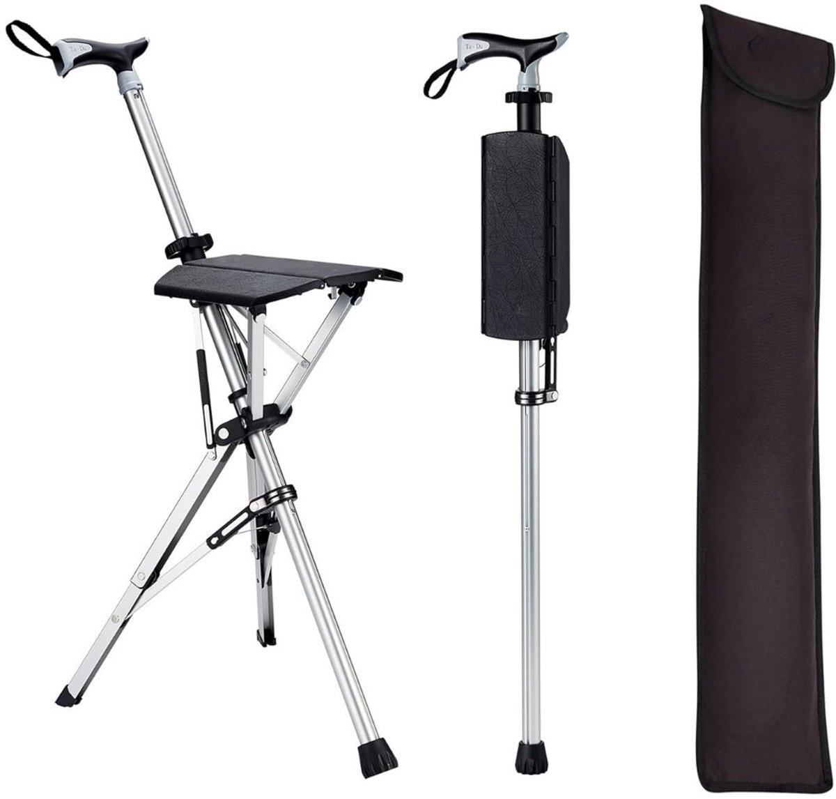 CLGP® Wandelstok met Stoel - Opvouwbaar Krukje - Rustmoment Onderweg - Lichtgewicht aluminium
