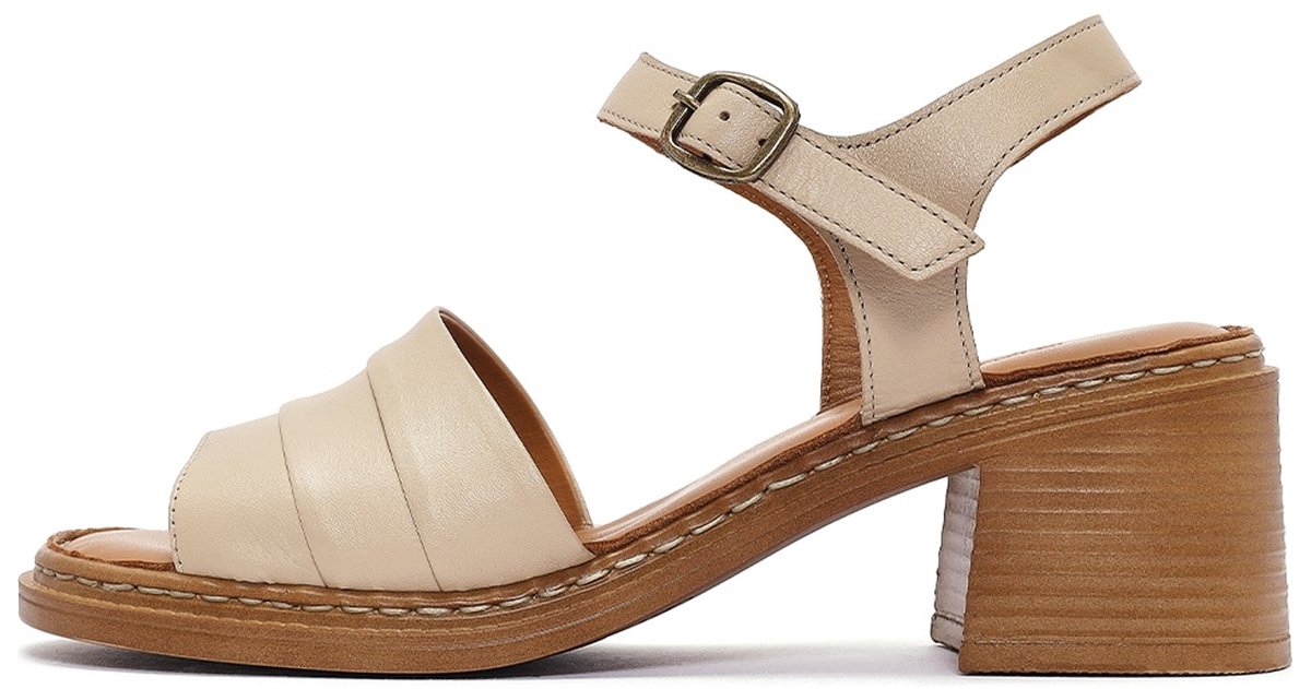 DERIMOD Sandalen Met Middelhoge Hak Leren Mid Heel Sandalen