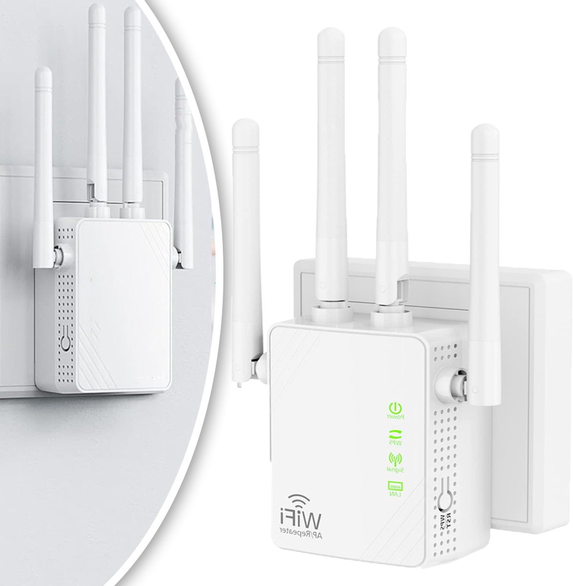 Witte WiFi Booster Met Ethernet En WPS - 300 Mbps Installatie Met één Klik Repeater/AP/Router - Compatibel Met Elke Router Smart TV En Apparaten