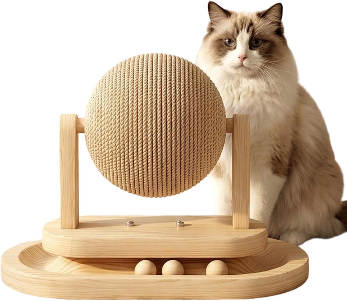 1 Krabbal voor huisdieren - 28,5 × 17,5 × 20 cm - Geschikt voor kittens en binnenkatten - Geschikt voor diverse locaties, zoals huizen, kantoren en dierenverblijven - Houtkleur