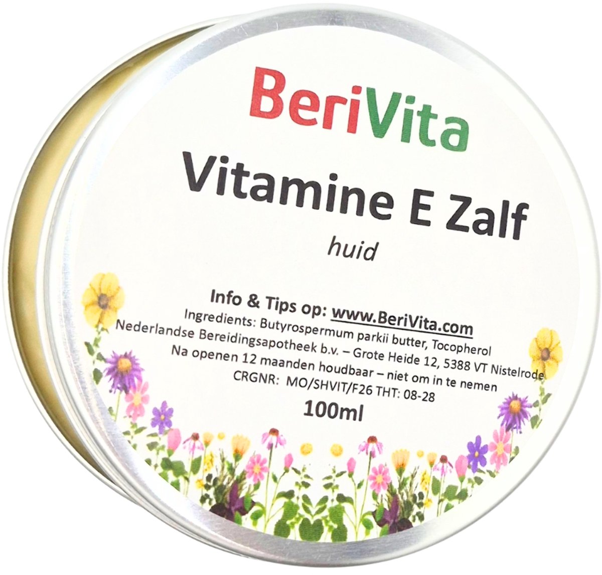 Vitamine E Zalf 100ml - Shea Butter met Pure Vitamine E Olie, Tocoferol - Alle Huidtypen