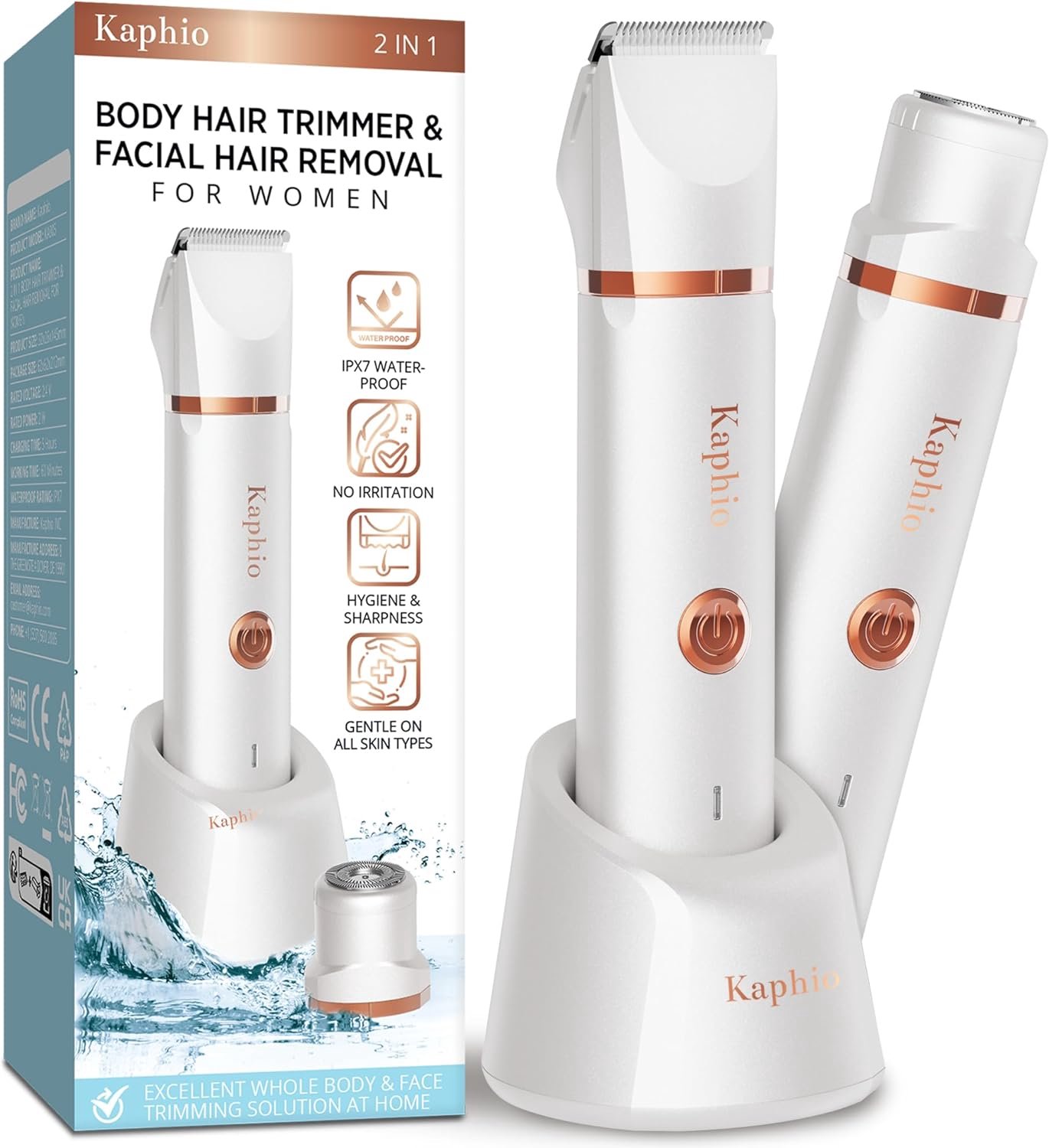 SnelShoppen - Bikini Trimmer voor Vrouwen - 2-in-1 Elektrische Scheermes met Oplaadbare Accu - IPX7 Waterproof Scheerapparaat voor Lichaam, Onderarmen